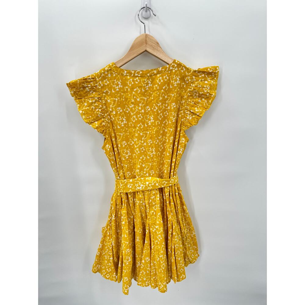 CLEOBELLA NWT Zia Organic CottonRuffle Tie Waist Mini Dress in Mustard // S - Picture 16 of 16